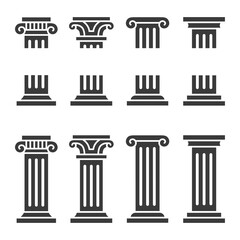 Obraz na płótnie Canvas Columns icon set. Ancient architecture pillars vector illustration