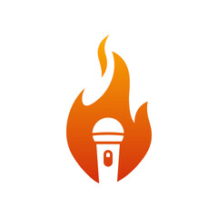 Microphones flaming logo vector images