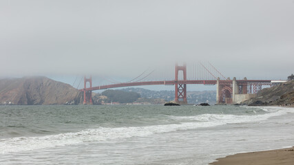 Golden gate bridge in marine layer