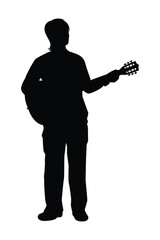 A musician with guitar silhouette vector