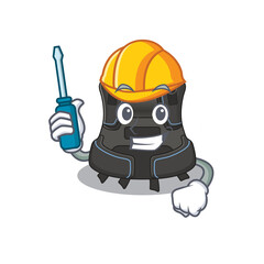 caricature design style of scuba buoyancy compensator worked as an automotive