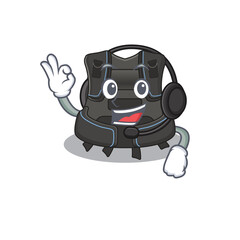 Scuba buoyancy compensator caricature character concept wearing headphone