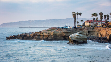 Sunset at the sunset cliff, San Diego, California