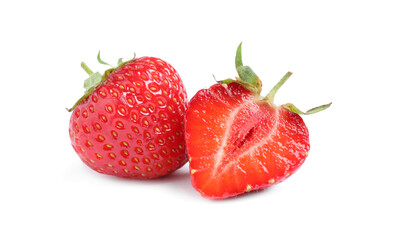Sweet fresh ripe strawberries on white background