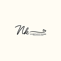 NK initials signature logo. Handwriting logo vector templates. Hand drawn Calligraphy lettering Vector illustration.