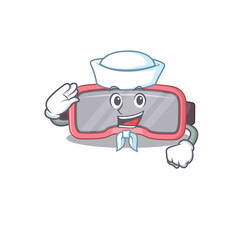 A brave sailor caricature design style of vr glasses ready to sail