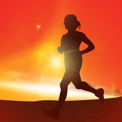 Fototapeta na wymiar Silhouette of a woman jogging