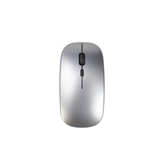 Modern wireless mouse silver color on white background. with clipping paths.