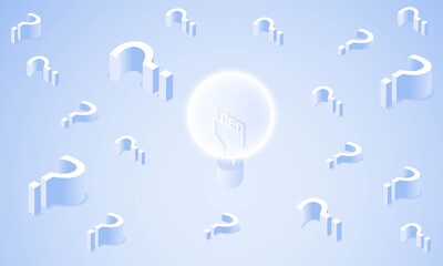 light bulb of idea and question mark isometric vector design