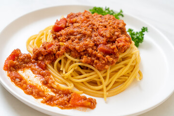 spaghetti bolognese pork or spaghetti with minced pork tomato sauce