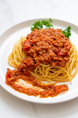 spaghetti bolognese pork or spaghetti with minced pork tomato sauce