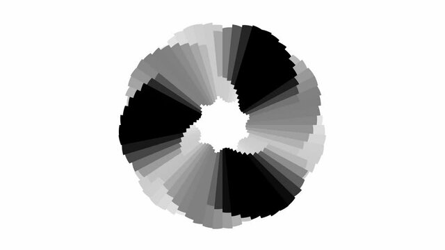 Abstract CGI motion background with rotating geometric shapes in perfect seamless loop (3840 x 2160, 30 fps).