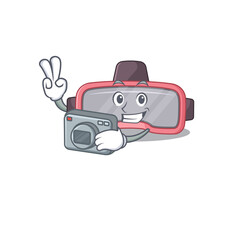 a proficient photographer vr glasses cartoon design concept working with camera