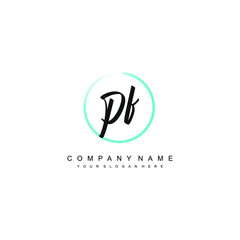 PF initials signature logo. Handwriting logo vector templates. Hand drawn Calligraphy lettering Vector illustration.