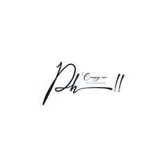 Obraz premium PH initials signature logo. Handwriting logo vector templates. Hand drawn Calligraphy lettering Vector illustration.