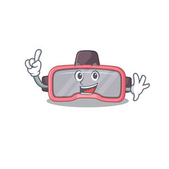 VR glasses caricature design style with one finger pose