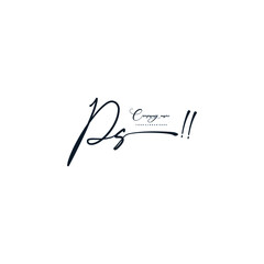 Fototapeta PS initials signature logo. Handwriting logo vector templates. Hand drawn Calligraphy lettering Vector illustration. obraz