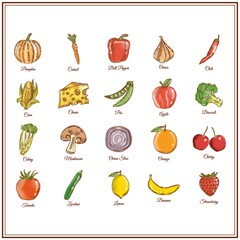 Collection of vegetables and fruits
