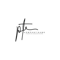 PT initials signature logo. Handwriting logo vector templates. Hand drawn Calligraphy lettering Vector illustration.
