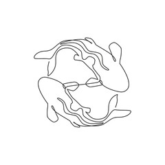 Naklejka premium One single line drawing of cute beauty koi fish for company logo identity. Elegant Japanese beautiful carp icon concept. Modern continuous line draw design vector graphic illustration