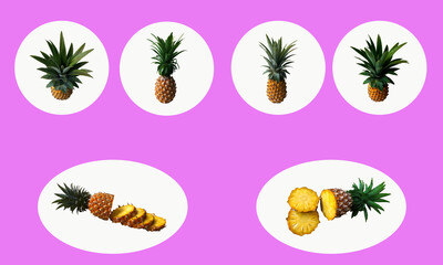 sticker icons with pineapple, photo collage