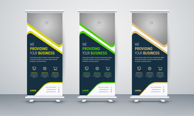 Roll up banner stand template design, blue banner layout, advertisement, pull up, polygon background, vector illustration, advertisement, pull up, x-banner and flag-banner layout, abstract background