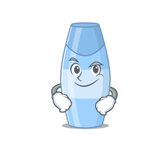 A cute caricature picture of shampoo having confident gesture