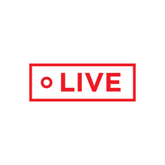 Red live button icon design isolated on white background