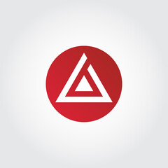 round / circle triangle logo concept with red color for company and brand identity
