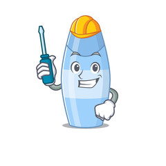 caricature design style of shampoo worked as an automotive