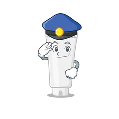 A handsome Police officer cartoon picture of shower gel with a blue hat
