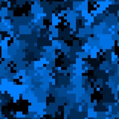 Military camouflage seamless pattern. Urban digital pixel style.