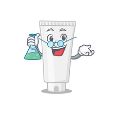 Super Genius Professor of shower gel Caricature character working on a lab