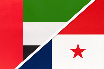 United Arab Emirates and Panama, symbol of national flags from textile. Championship between two countries.