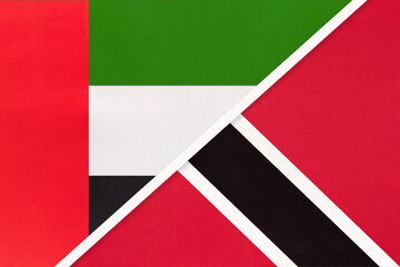 United Arab Emirates and Trinidad and Tobago, symbol of national flags from textile. Championship between two countries.