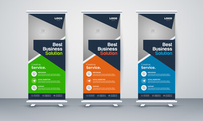 Modern Exhibition Advertising Trend Business Roll Up Banner Stand Poster Brochure flat design template creative concept, Corporate Identity Print Template Set of Brochure cover