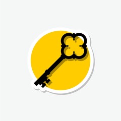 Old key house sticker icon logo isolated on gray background