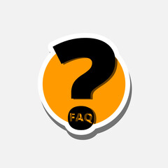 FAQ information sticker icon isolated on gray background