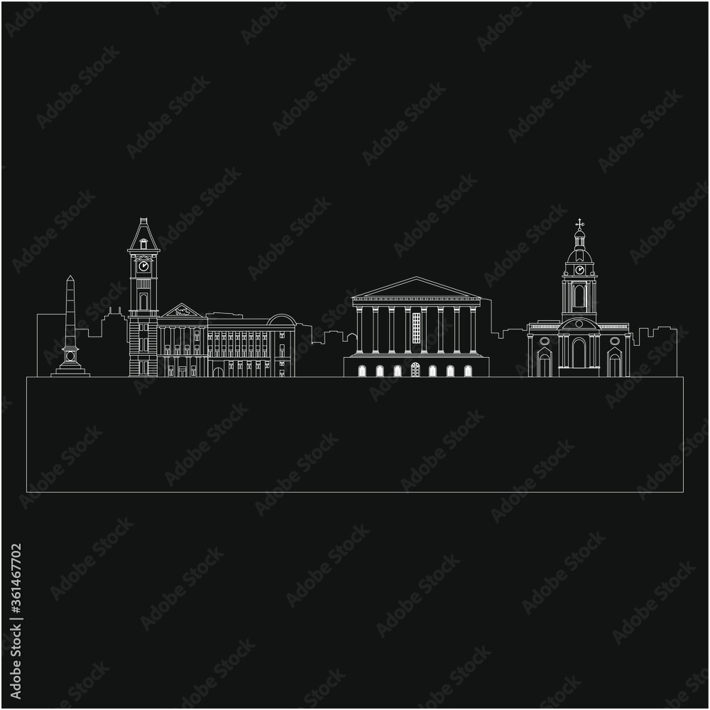 Poster Birmingham city skyline in England. illustration for web and mobile design.