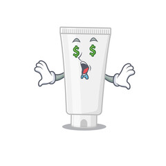happy rich cartoon concept of shower gel with money eyes