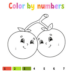 Fototapeta premium Color by numbers. Coloring book for kids. Vector illustration. Cartoon character. Hand drawn. Worksheet page for children. Isolated on white background.