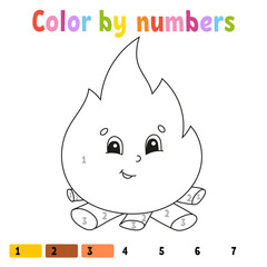 Color by numbers. Coloring book for kids. Vector illustration. Cartoon character. Hand drawn. Worksheet page for children. Isolated on white background.