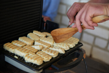 halloumi cheese on the grill