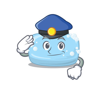A handsome Police officer cartoon picture of soap with a blue hat