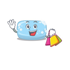 Soap wealthy cartoon character concept with shopping bags
