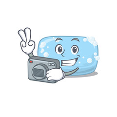 a proficient photographer soap cartoon design concept working with camera
