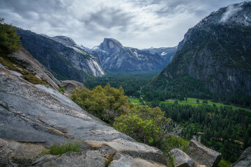 hiking the upper yosemite falls trail in yosemite national park in california, usa