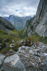 hiking the upper yosemite falls trail in yosemite national park in california, usa