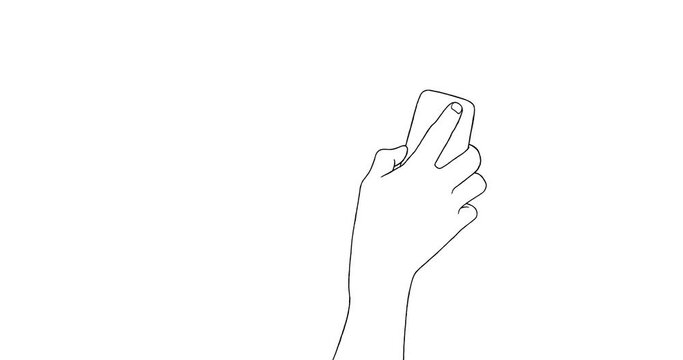 The hand is holding the eraser board cleaning the empty whiteboard. 2D Animation concept