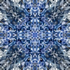 Papier Peint photo Abstraction classique Fond bleu décoré coloré symétrique